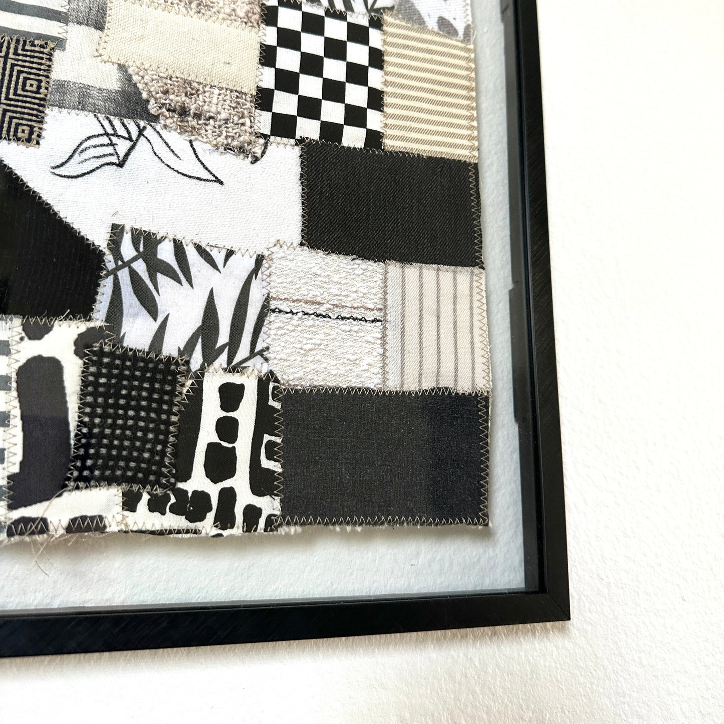 Scrap Mosaic, Black and White 11"x13” Framed
