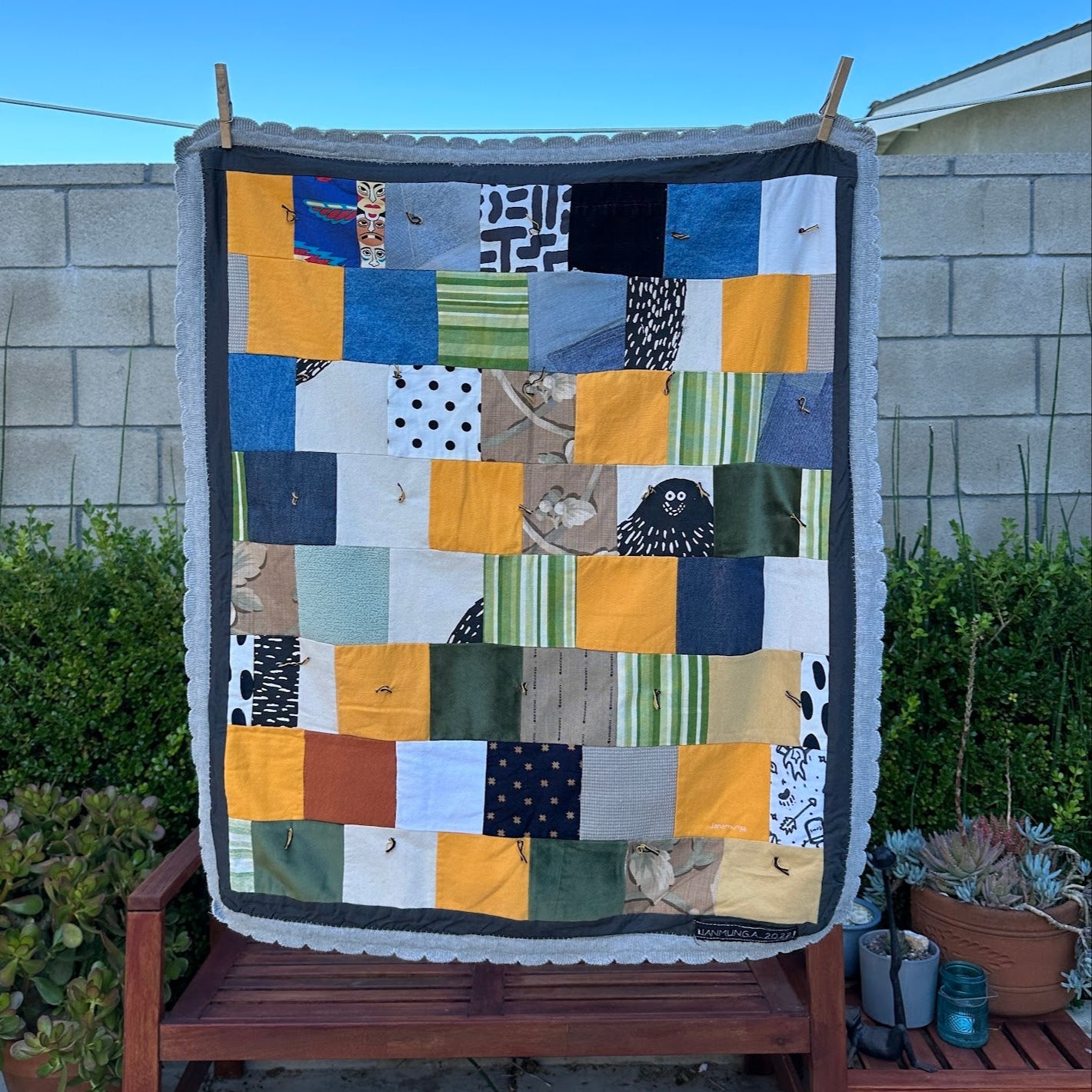 Crazy Yellow Yeti Quilt, Measurements 24"x35"