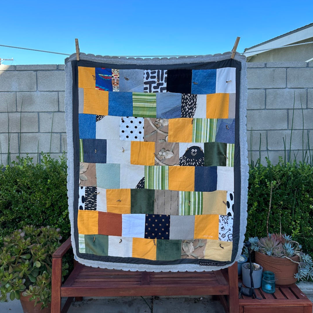 Crazy Yellow Yeti Quilt, Measurements 24"x35"