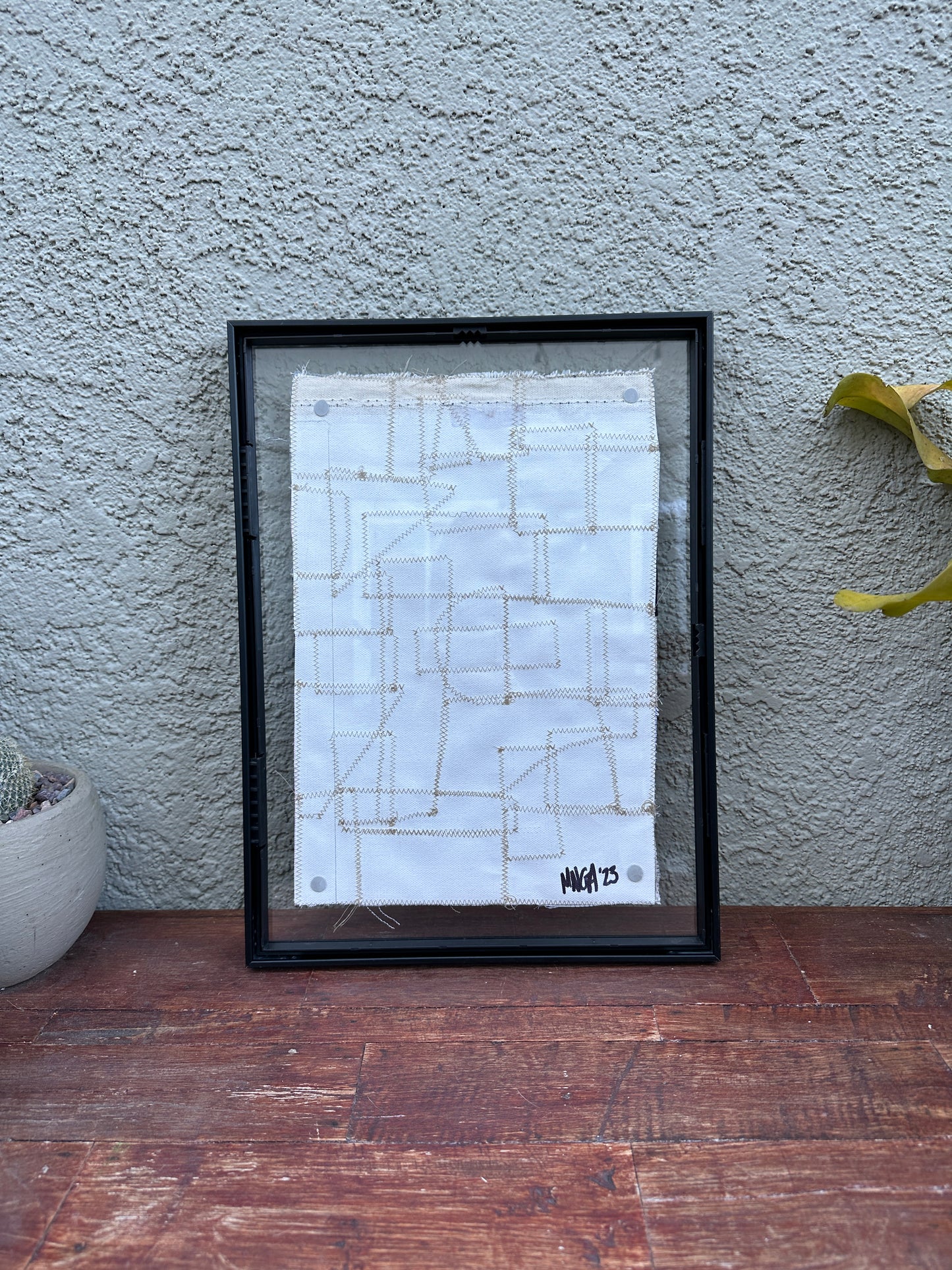 Scrap Mosaic, Black and White 11"x13” Framed