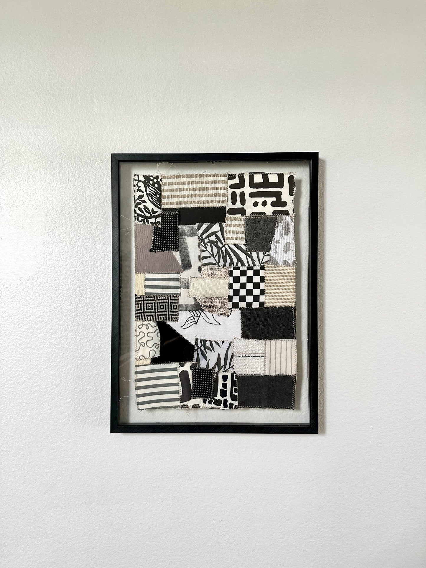 Scrap Mosaic, Black and White 11"x13” Framed