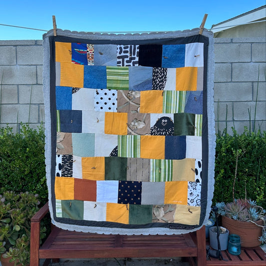 Crazy Yellow Yeti Quilt, Measurements 24"x35"