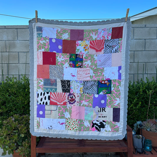 Crazy Pink Quilt, Measurements 24"x35"