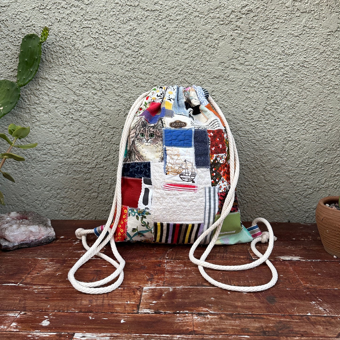 MUNGA Drawstring Bag - Kitty Kat Tea Party