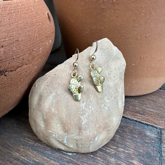 Dainty Gold Cactus Earrings